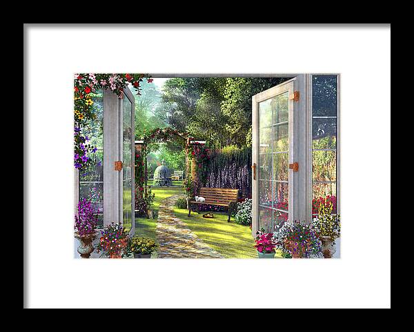 Garden Framed Print featuring the drawing Garden View by MGL Meiklejohn Graphics Licensing
