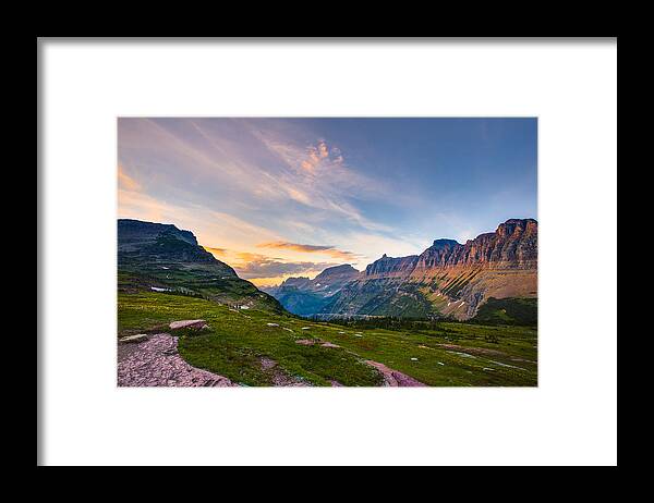 Glacier National Park Framed Print featuring the photograph Garden Wall Sunset by Adam Mateo Fierro