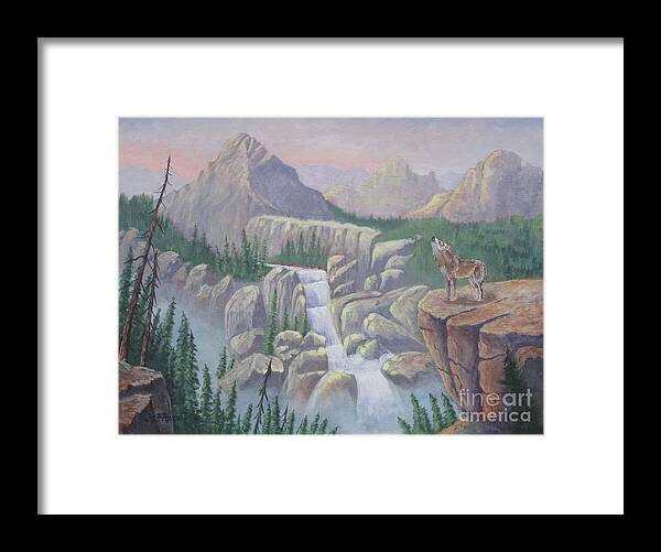 Wolf Framed Print featuring the painting Gate Keeper of the Canyon by Bob Williams