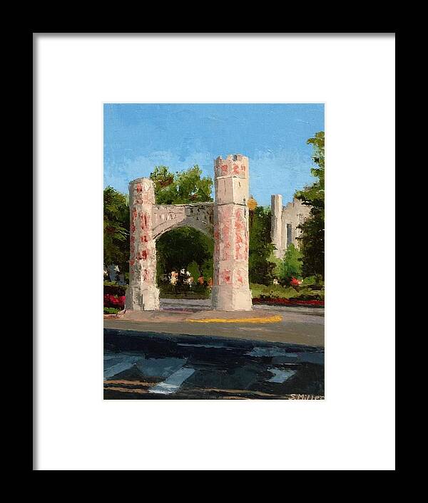 Knife Painting Framed Print featuring the painting Gate on Parrington Oval at OU by Sylvia Miller