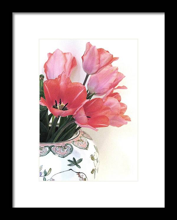 Pink Tulips Framed Print featuring the photograph Gathered Tulips by Angela Davies