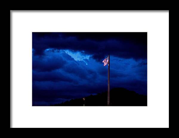 American Flag Framed Print featuring the photograph Gave proof through the night that our flag was still there. by Donald J Gray