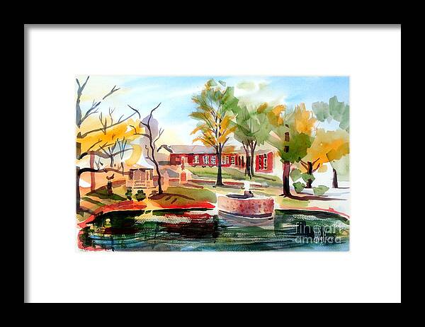 Gazebo Pond And Duck Ii Framed Print featuring the painting Gazebo Pond and Duck II by Kip DeVore
