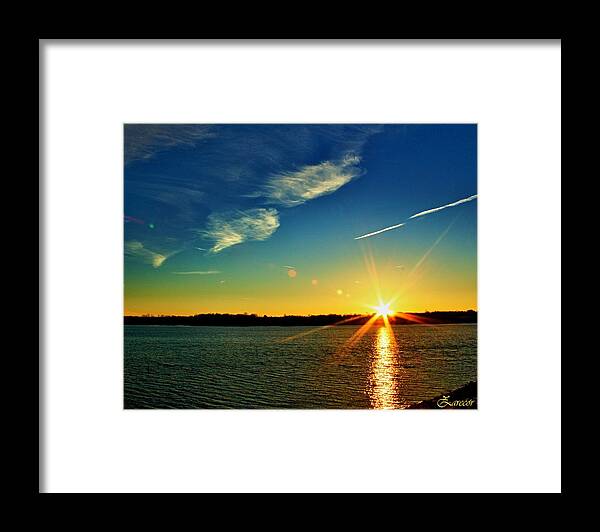 Sun Framed Print featuring the photograph GC Lake Sunrise by David Zarecor
