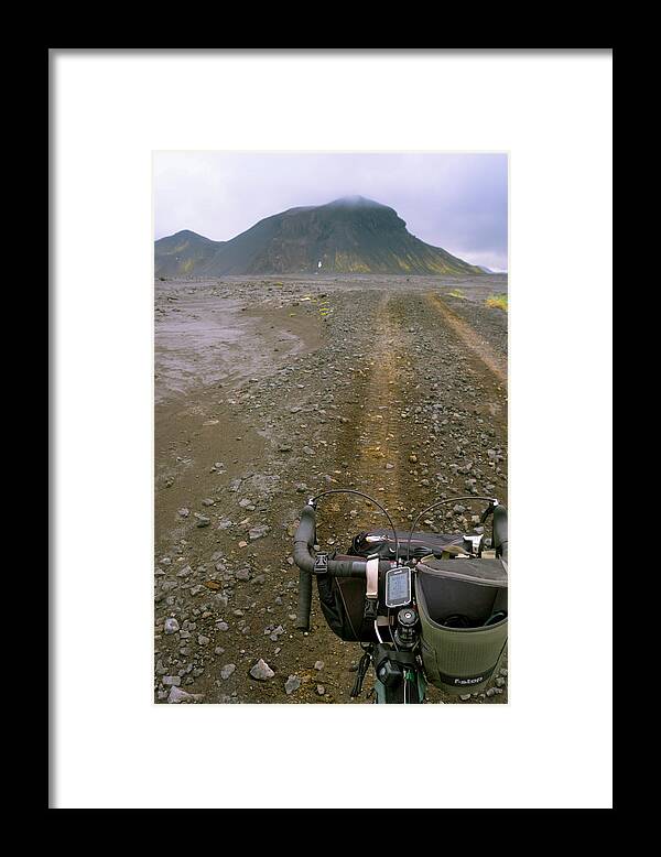 Handlebar Framed Print featuring the photograph Gear Hangs On Bike Handle by Brent Olson