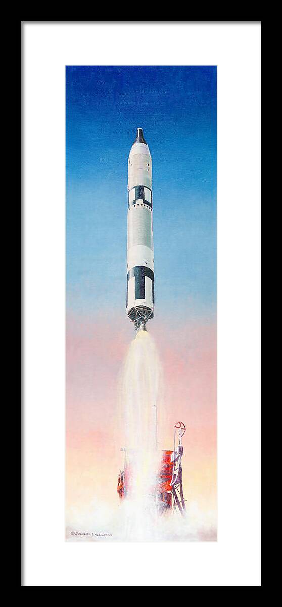 Rocket Framed Print featuring the painting Gemini-Titan by Douglas Castleman