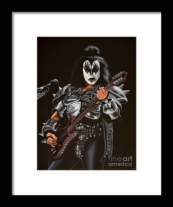 Kiss Framed Print featuring the painting Gene Simmons of Kiss by Paul Meijering