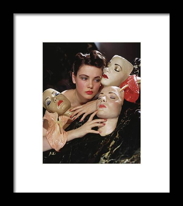 Studio Shot Framed Print featuring the photograph Gene Tierney With Portrait Masks by Horst P. Horst