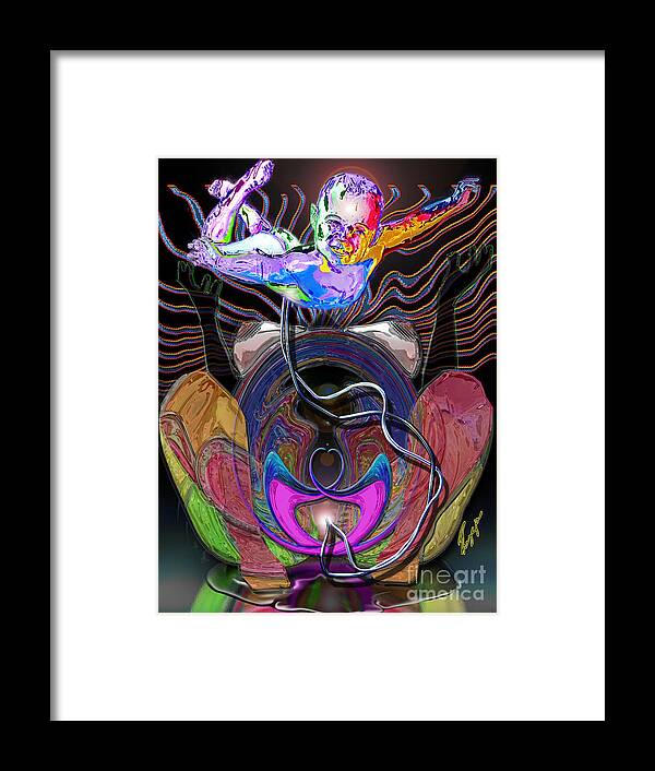 Abstract Painting Framed Print featuring the painting Generation Blu - New Birth by Reggie Duffie