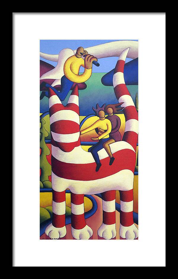 Genetic Framed Print featuring the painting Genetic cat with angel and lovers by Alan Kenny