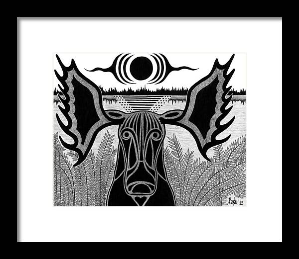 Nature Framed Print featuring the drawing Gentle Giant by Barb Cote