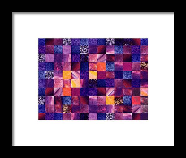 Purple Framed Print featuring the painting Geometric Abstract Design Purple Meadow by Irina Sztukowski
