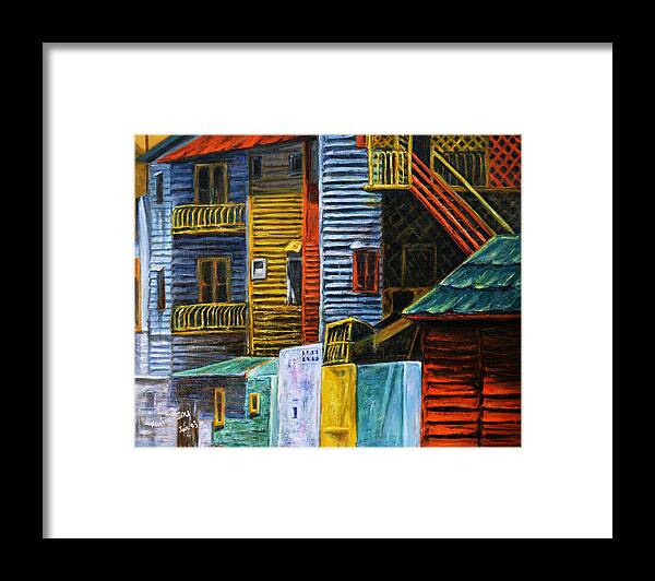 Cityscape Framed Print featuring the painting Geometric Colours I by Xueling Zou