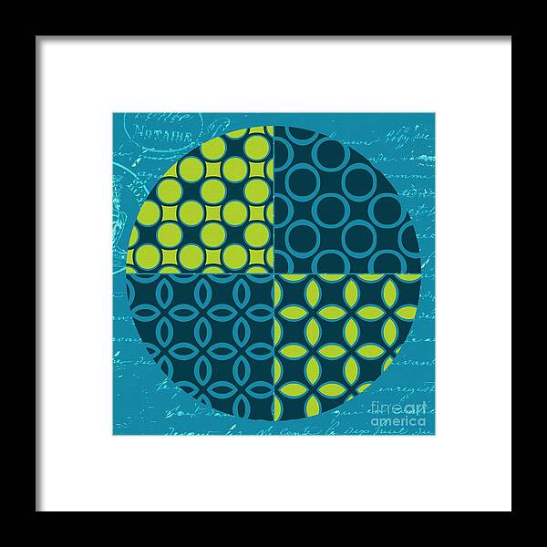 Turquoise Blue Framed Print featuring the digital art Geomix 14 - 01a by Variance Collections