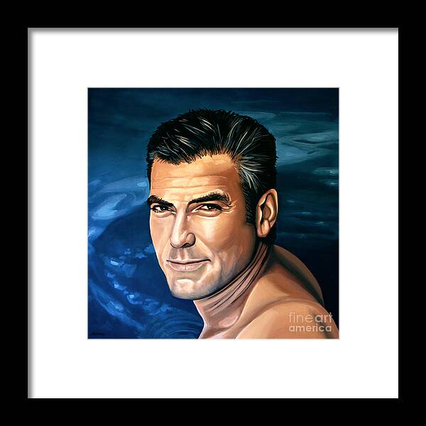 George Clooney Framed Print featuring the painting George Clooney 2 by Paul Meijering