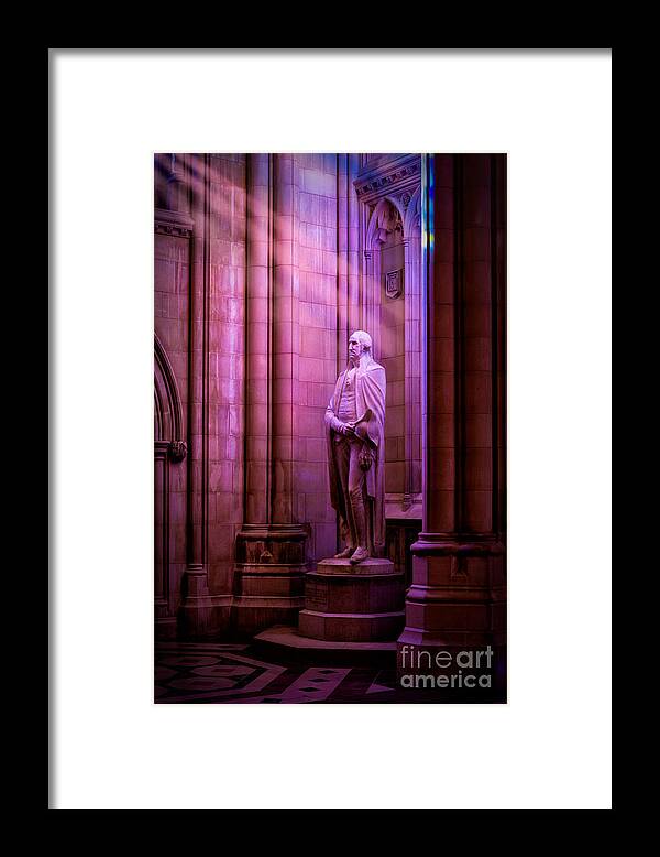Lee Lawrie Framed Print featuring the photograph George Washington at the National Cathedral by Jerry Fornarotto