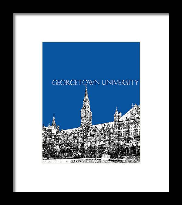 University Framed Print featuring the digital art Georgetown University - Royal Blue by DB Artist