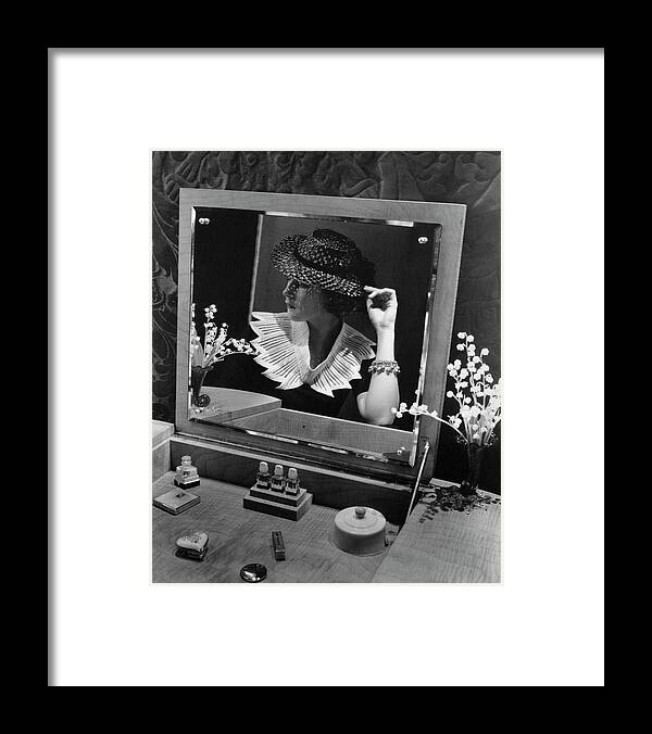 Fashion Framed Print featuring the photograph Georgette Whelan Wearing A Sally Victor Hat by Lusha Nelson