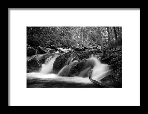 Waterfall Framed Print featuring the photograph Georgia Mountain Water in Black and White by Greg and Chrystal Mimbs