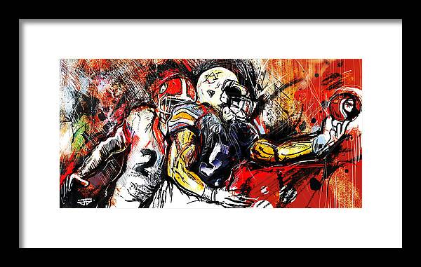 Georgia Vs Auburn Framed Print featuring the painting Georgia Vs Auburn by John Gholson