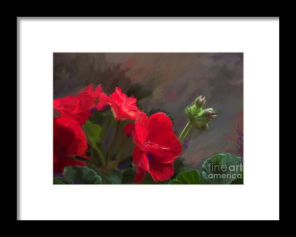 Geranium Framed Print featuring the painting Geranium in Red by Bon and Jim Fillpot