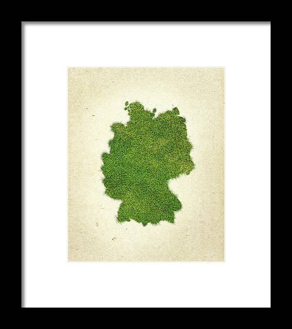 Map Of Germany Framed Print featuring the photograph Germany Grass Map by Aged Pixel