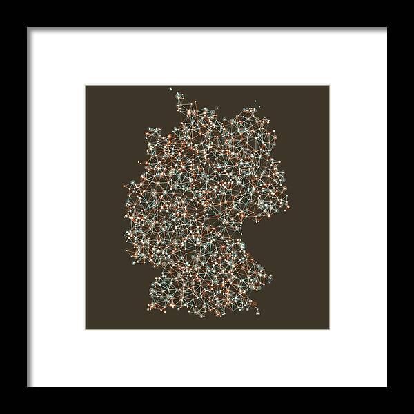 Triangle Shape Framed Print featuring the drawing Germany Map Network Mesh by FrankRamspott