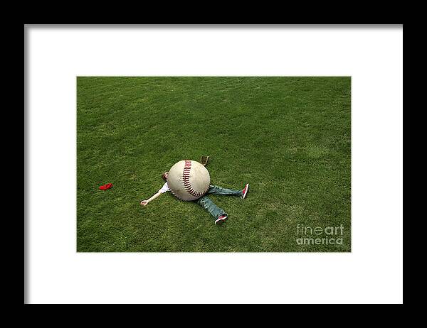 Baseball Framed Print featuring the photograph Giant Baseball by Diane Diederich