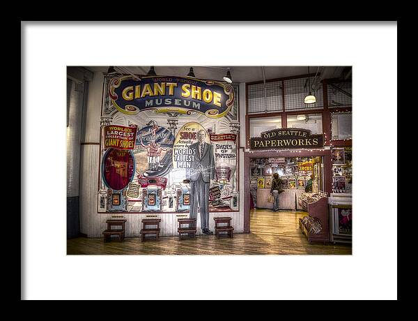 Pike Place Framed Print featuring the photograph Giant Shoe Museum by Spencer McDonald