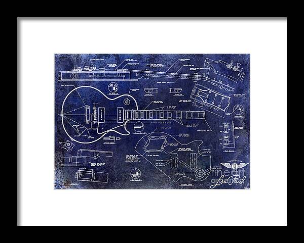 Les Paul Blueprint Framed Print featuring the drawing Gibson Les Paul Blueprint by Jon Neidert