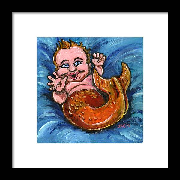 Goldfish Framed Print featuring the painting Giggly Goldie by John Ashton Golden