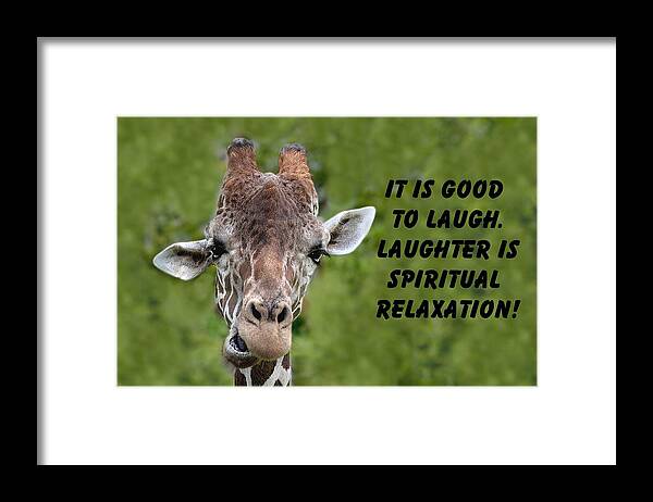 Motivational Framed Print featuring the photograph Giraffe quote-1 by Rudy Umans