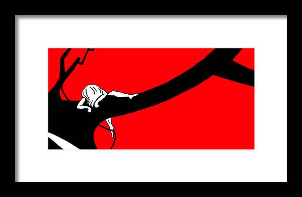 Branch Framed Print featuring the digital art Girl on the Tree of Time Red by Craig Tilley