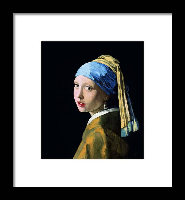 Vermeer Framed Print featuring the painting Girl with a Pearl Earring by Arie Van der Wijst
