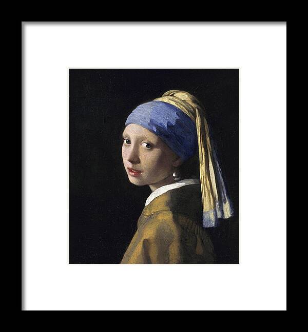 Johannes Vermeer Framed Print featuring the painting Girl with a Pearl Earring by Johannes Vermeer