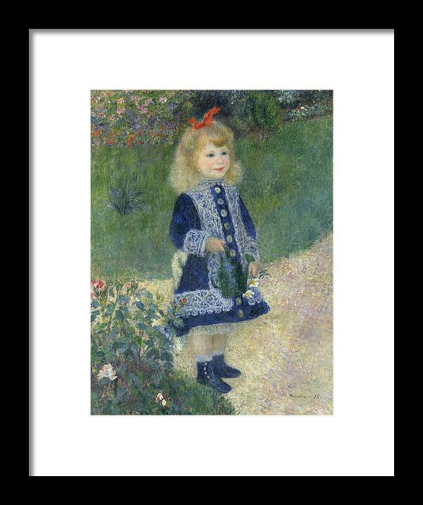 Auguste Renoir Framed Print featuring the painting Girl With A Watering Can by Auguste Renoir