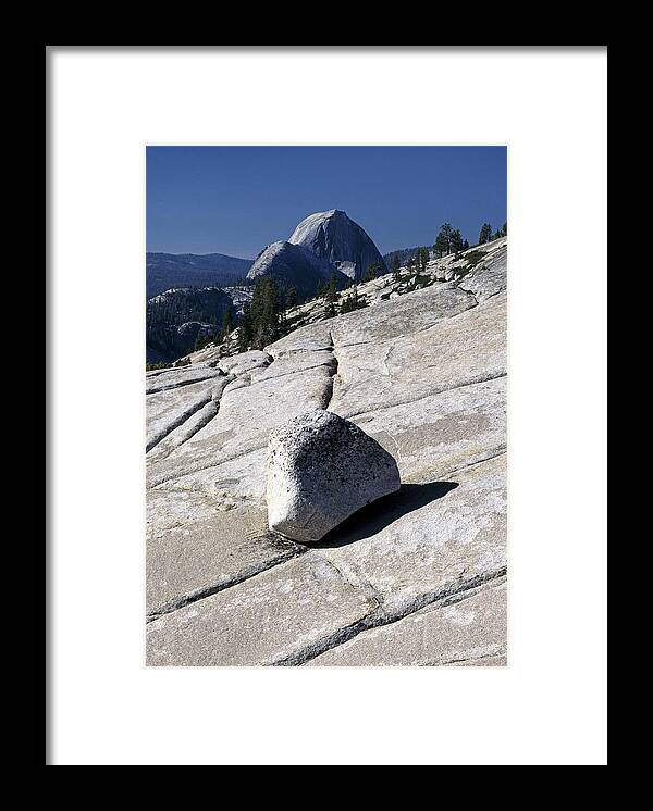 California Framed Print featuring the photograph Glacial Erratic & Half Dome by Theodore Clutter