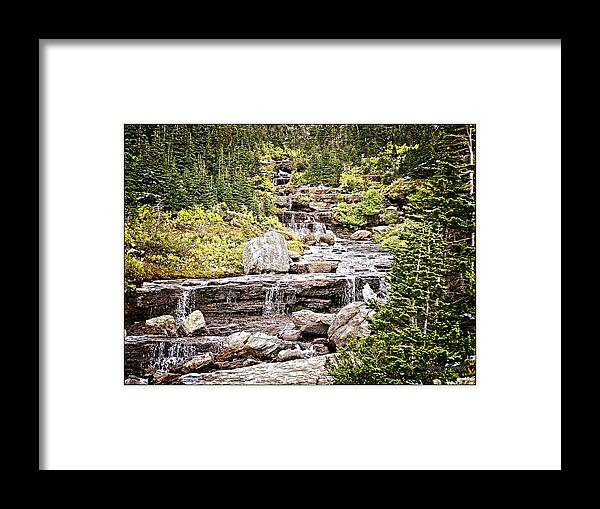 Glacier Park Framed Print featuring the photograph Glacier Park Waterfall by Susan Kinney