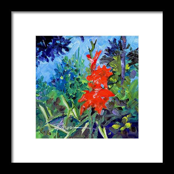 Flowers Framed Print featuring the painting Gladiolus by Adele Bower