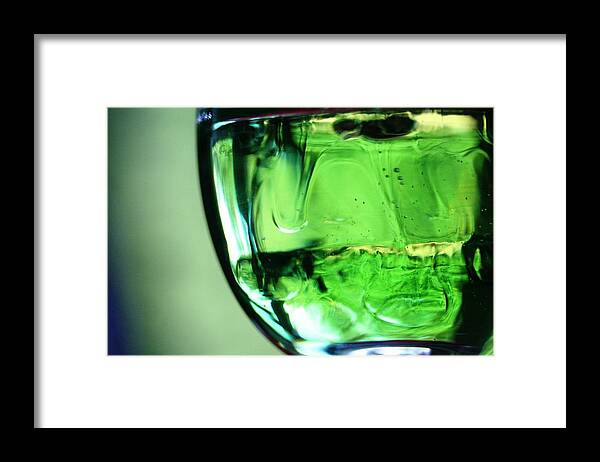 Green Framed Print featuring the photograph Glass of Green by Rachelle Johnston