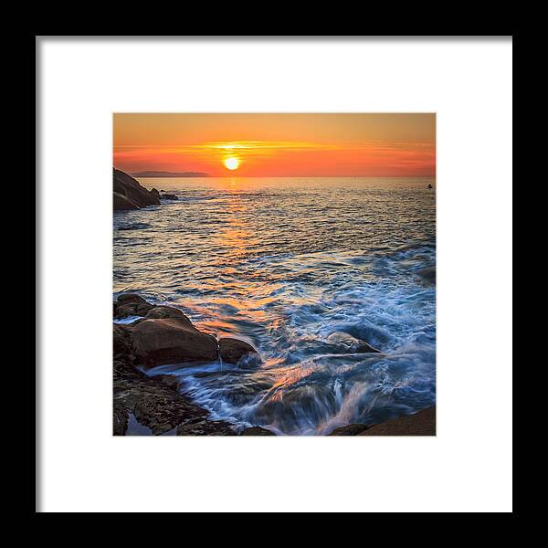Sunset Framed Print featuring the photograph Gleaming Fire at Coitelada Galicia Spain by Pablo Avanzini