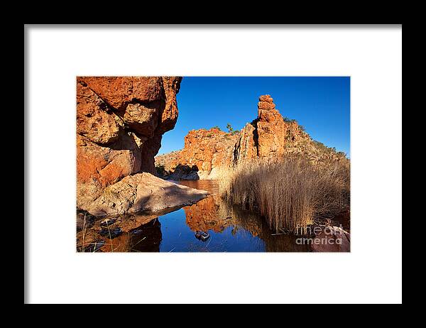 Glen Helen Gorge Central Australia Landscape Outback Water Hole West Mcdonnell Ranges Northern Territory Australian Landscapes Framed Print featuring the photograph Glen Helen Gorge by Bill Robinson