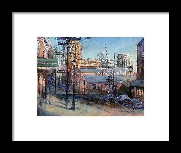 Urban Landscape Framed Print featuring the painting Glenwood and Jones by Dan Nelson