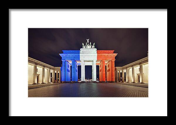 Berlin Framed Print featuring the photograph Global Reaction To Paris Terror Attacks by Ricowde
