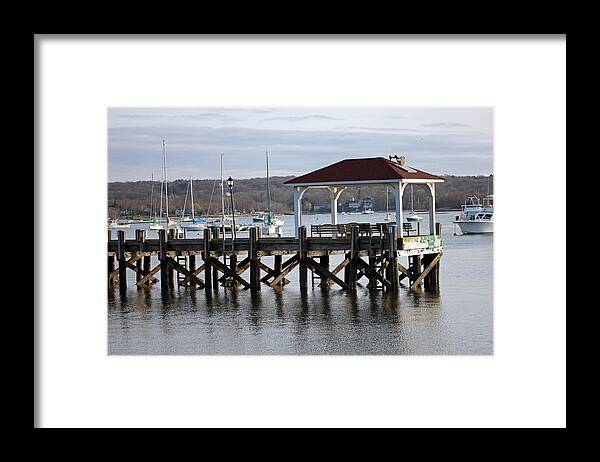 Gloomy Day Northport Dock Long Island New York Framed Print featuring the photograph Gloomy Day Northport Dock Long Island New York by Susan Jensen