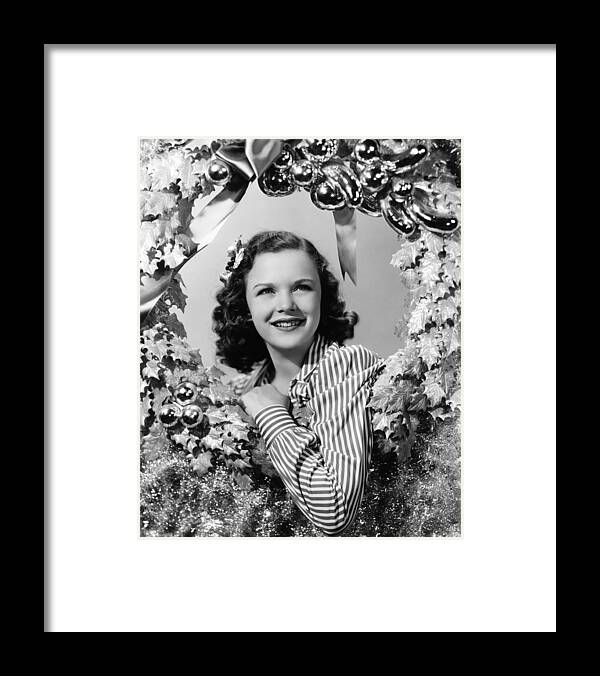 1940s Portraits Framed Print featuring the photograph Gloria Jean At Christmas, Universal by Everett