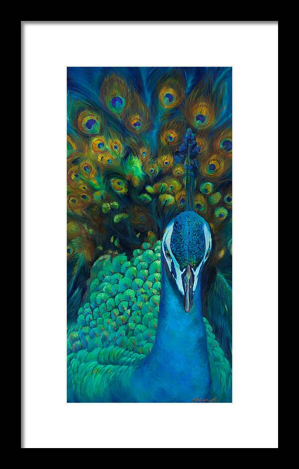Peacock Framed Print featuring the painting Glory by Chris Brandley