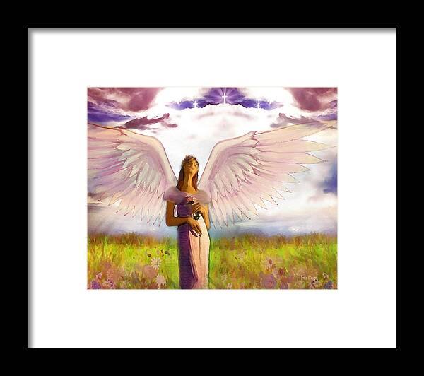 Glory Clouds Framed Print featuring the digital art Glory Clouds by Jennifer Page