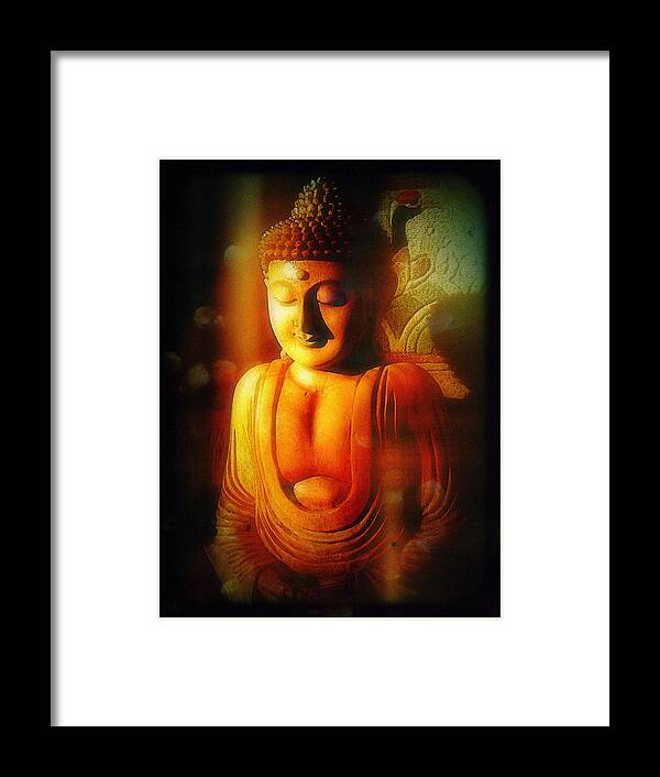 Buddha Framed Print featuring the photograph Glowing Buddha by Paul Cutright