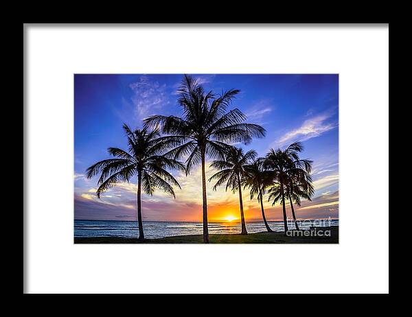 Hawaii Sunset Framed Print featuring the photograph Glowing Orange Hawaiian Sunset by Aloha Art